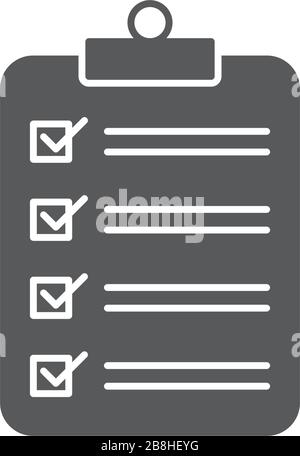 clipboard checklist vector icon concept, isolated on white background Stock Vector