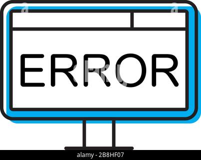 computer error screen vector icon concept, isolated on white background Stock Vector