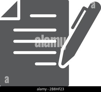 Contract signing, document and pencil or pen vector icon concept, isolated on white background Stock Vector