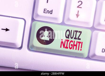 Conceptual hand writing showing Quiz Night. Concept meaning evening test knowledge competition between individuals Stock Photo