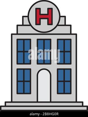 hospital building vector icon, isolated on white background Stock Vector