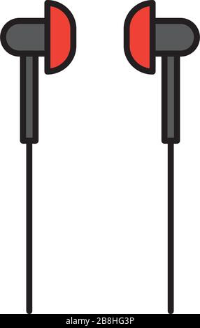 in ear headphones vector icon, isolated on white background Stock Vector