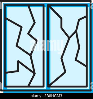 broken window vector icon concept design isolated on white background Stock Vector