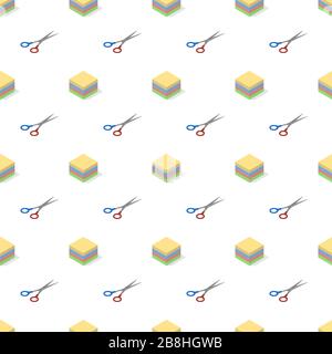 Seamless background from a set of office and school accessories, vector illustration. Stock Vector