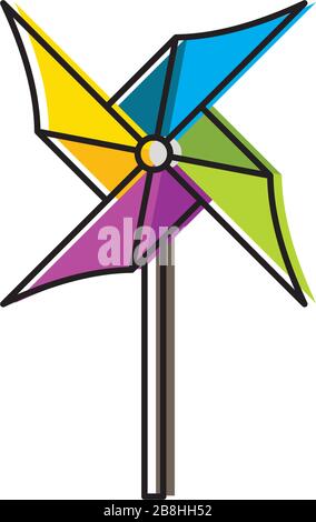 Paper Windmill Pinwheel vector icon, isolated on white background Stock Vector