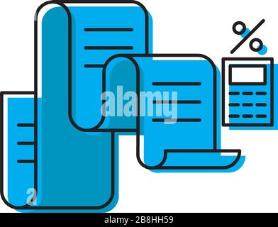 calculator and financial document concept design vector icon isolated on white background Stock Vector
