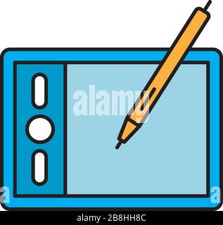 Pen tablet digitizer vector icon, isolated on white background Stock Vector
