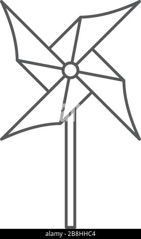 Paper Windmill Pinwheel vector icon, isolated on white background Stock Vector