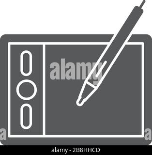 Pen tablet digitizer vector icon, isolated on white background Stock Vector