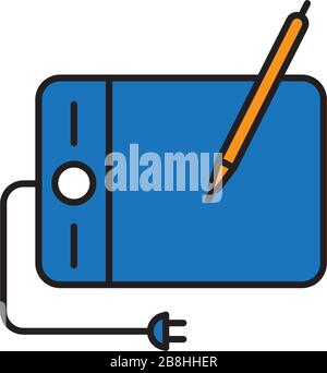 Pen tablet digitizer vector icon, isolated on white background Stock Vector