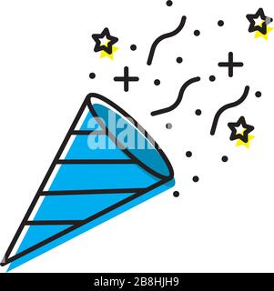 confetti popper vector icon concept for party, isolated on white background Stock Vector
