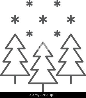 Winter forest with snow vector icon concept, isolated on white background Stock Vector
