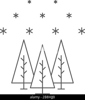 Winter forest with snow vector icon concept, isolated on white background Stock Vector