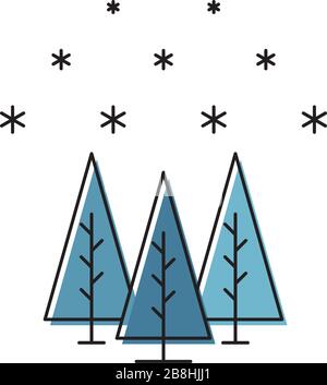 Winter forest with snow vector icon concept, isolated on white background Stock Vector