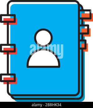 contact book, phone book vector icon concept, isolated on white background Stock Vector