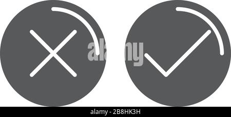 Green tick and red cross check marks vector icon concept isolated on white background Stock Vector