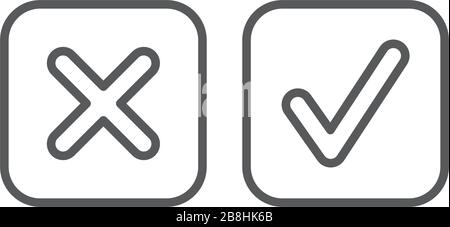 Green tick and red cross check marks vector icon concept isolated on white background Stock Vector