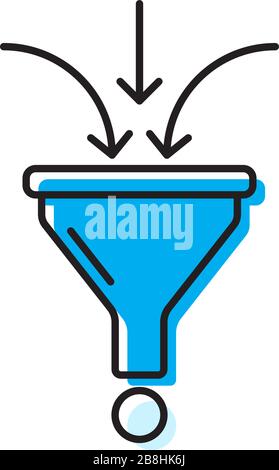 funnel vector icon concept design, isolated on white background Stock Vector