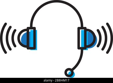 headset vector icon concept, isolated on white background Stock Vector