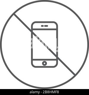 no phone, no cellphone vector icon sign, isolated on white background Stock Vector