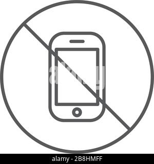 no phone, no cellphone vector icon sign, isolated on white background Stock Vector