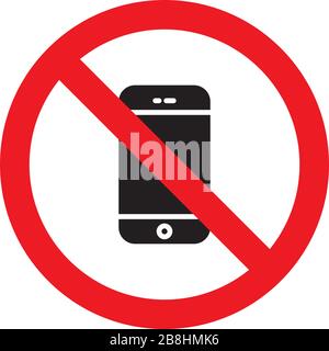 no phone, no cellphone vector icon sign, isolated on white background Stock Vector