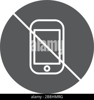 no phone, no cellphone vector icon sign, isolated on white background Stock Vector