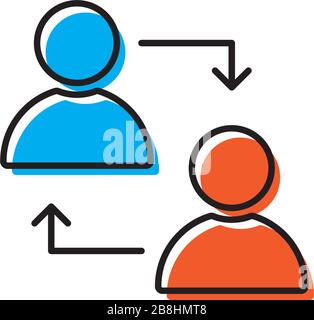 persons exchange or switch persons vector icon concept, isolated on white background Stock Vector