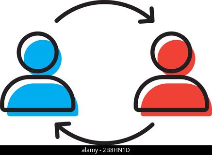 persons exchange or switch persons vector icon concept, isolated on white background Stock Vector