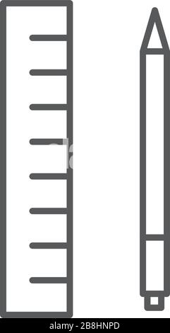 Ruler, Equipment, Instrument of Measurement vector icon, isolated on white background Stock Vector