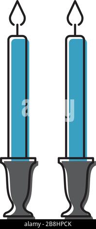 Shabbat candles vector icon symbol isolated on white background Stock Vector
