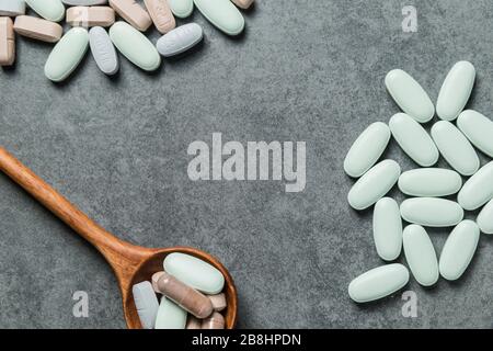 Vitamin pills, a bunch of health products