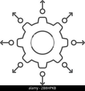 Setting gear and arrows vector icon symbol isolated on white background Stock Vector