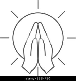 Praying hands vector icon symbol isolated on white background Stock Vector