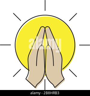 Praying hands vector icon symbol isolated on white background Stock Vector