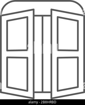 Open double door vector icon symbol isolated on white background Stock Vector