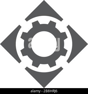 Setting gear and arrows vector icon symbol isolated on white background Stock Vector