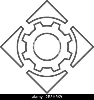 Setting gear and arrows vector icon symbol isolated on white background Stock Vector