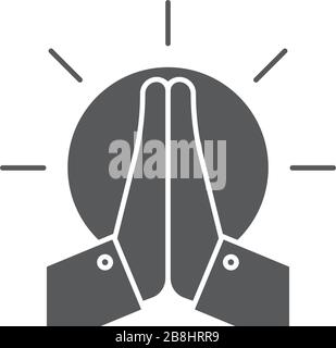 Praying hands vector icon symbol isolated on white background Stock Vector