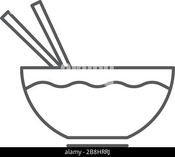 Noodles bowl vector icon symbol isolated on white background Stock Vector