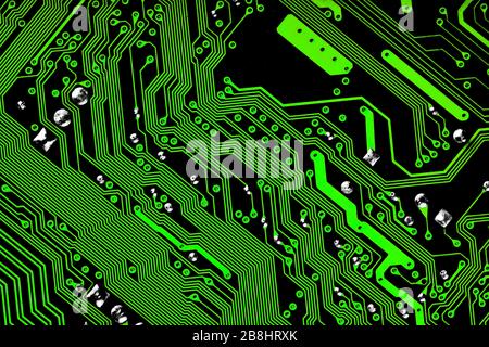 Electronic circuit board - green & black texture Stock Photo