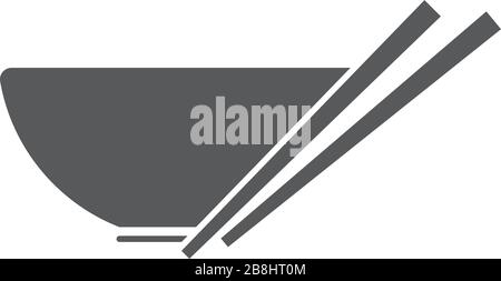 Noodles bowl vector icon symbol isolated on white background Stock Vector