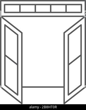 Open double door vector icon symbol isolated on white background Stock Vector
