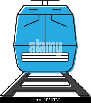 Train on railway vector icon transportation symbol isolated on white background Stock Vector