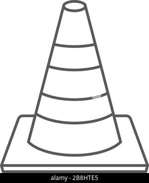 Traffic cone vector icon symbol isolated on white background Stock Vector