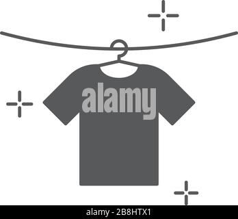 T-shirts hanging on a clothesline vector icon symbol isolated on white background Stock Vector