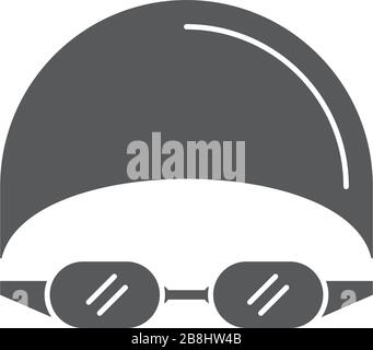Swimming hat and glasses vector icon symbol isolated on white background Stock Vector