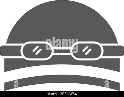 Swimming hat and glasses vector icon symbol isolated on white background Stock Vector