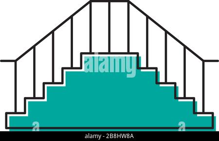Stairs with handrail vector icon symbol isolated on white background Stock Vector
