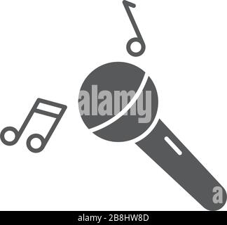Karaoke microphone vector icon symbol isolated on white background Stock Vector